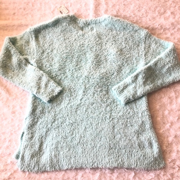 Justice Girls Sparkly Fuzzy Aqua Blue Sweater NEW Size 20 - Picture 9 of 11